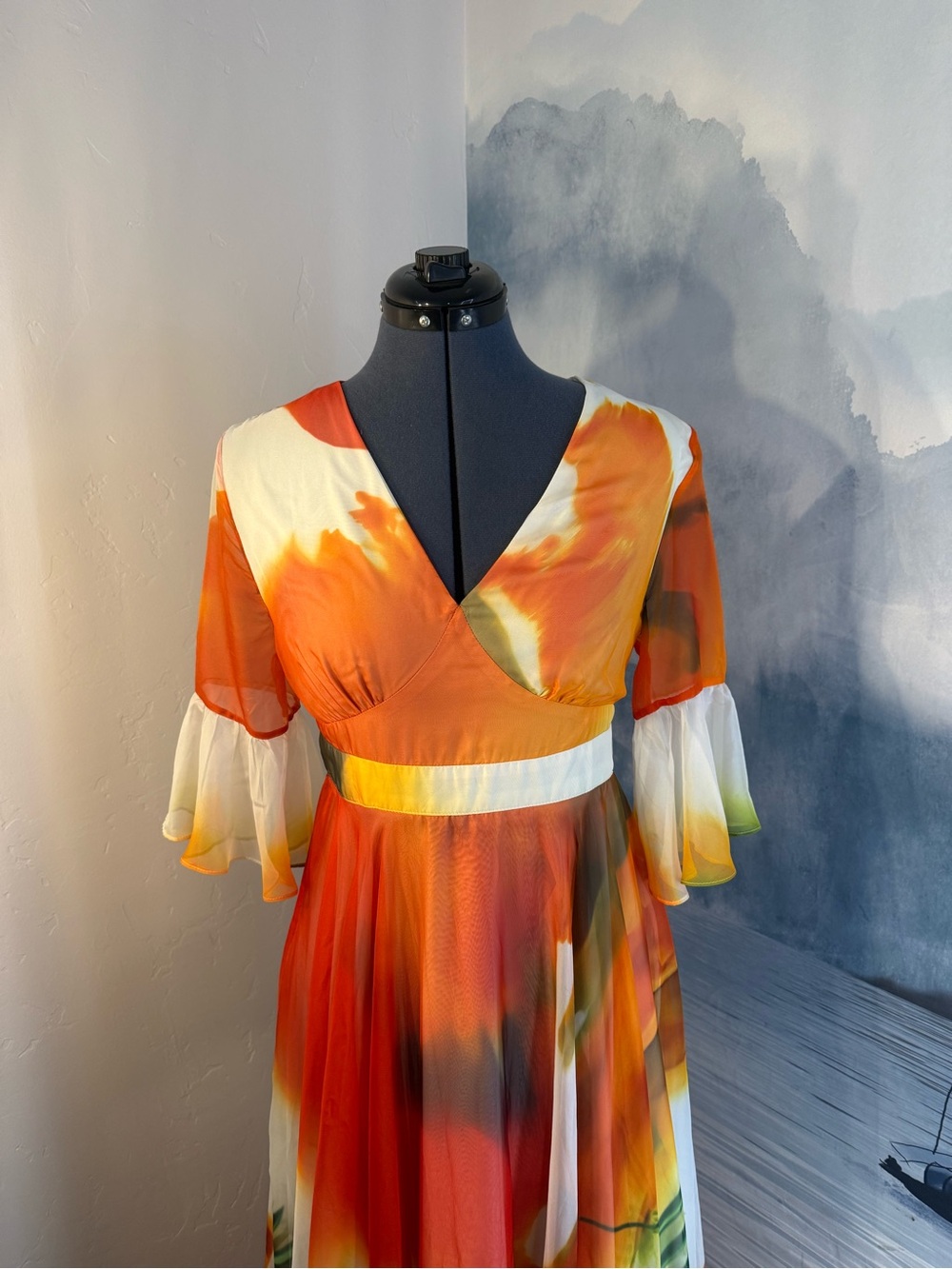 STYLEWE Orange & Yellow Tropical Print Maxi Dress #255 - Picture 2 of 10